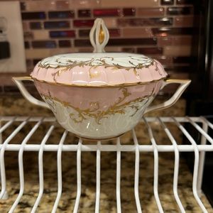 Royal Tettau Germany 1794 Pink Gold Trim Elegance Rose Sugar Bowl w Lid